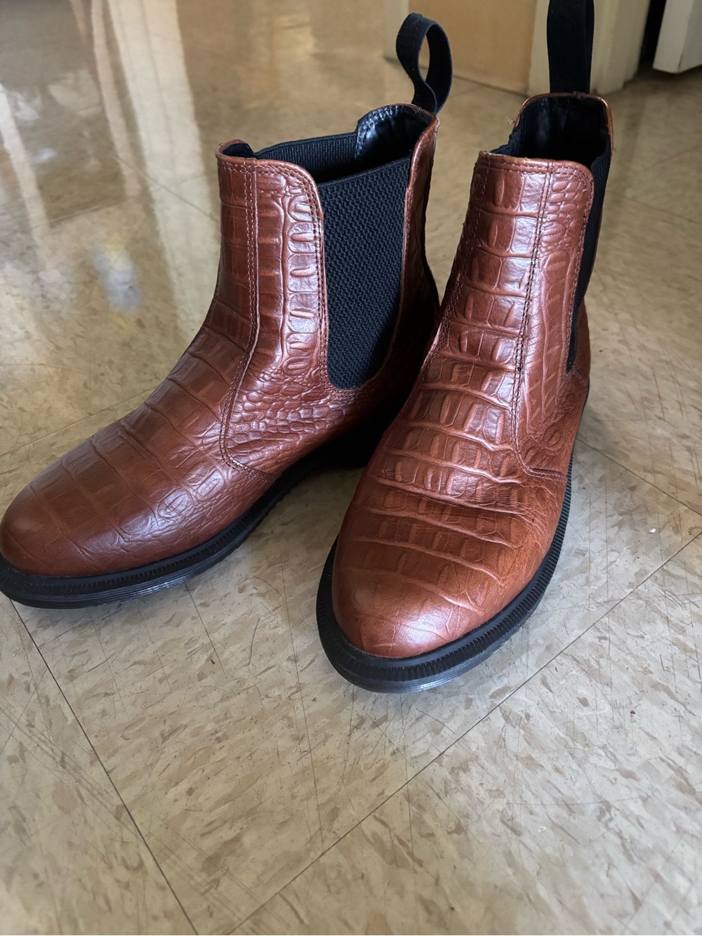 Dr. Martens Brown Croc-Embossed Chukka Boots